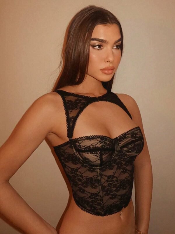 SHEIN BAE Top corset noir amovible pour festival de musique, tenue de concert – Image 2