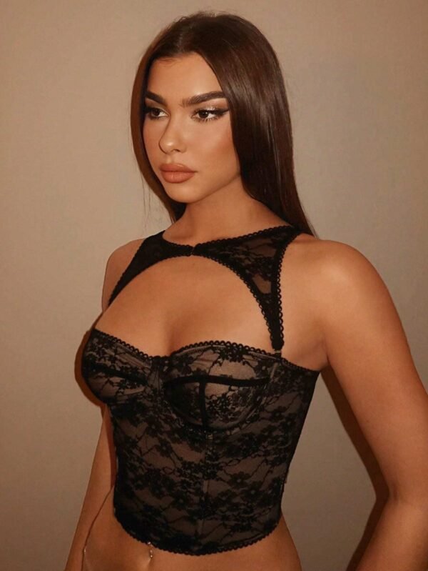 SHEIN BAE Top corset noir amovible pour festival de musique, tenue de concert – Image 3