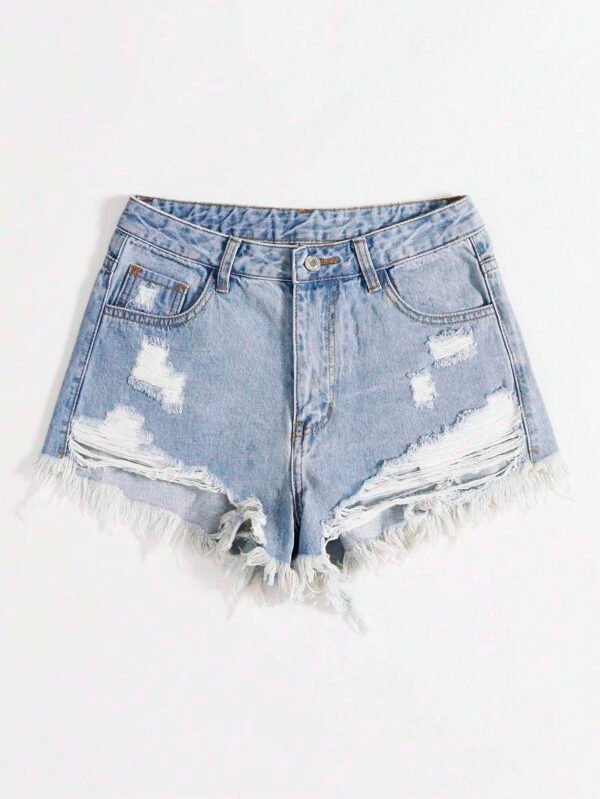 SHEIN EZwear ShortDenimDéchiré franges