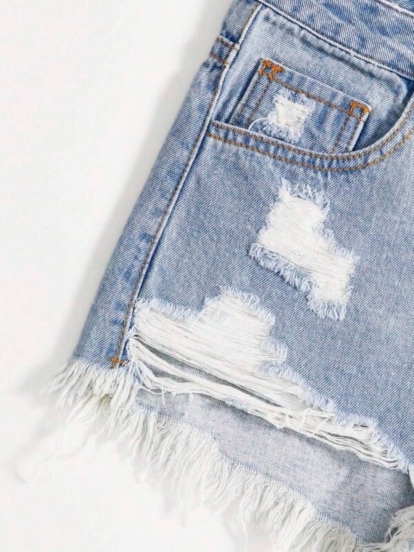 SHEIN EZwear ShortDenimDéchiré franges – Image 4