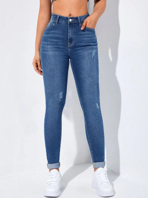 SHEIN EZwear Jean skinnyDéchiré – Image 4