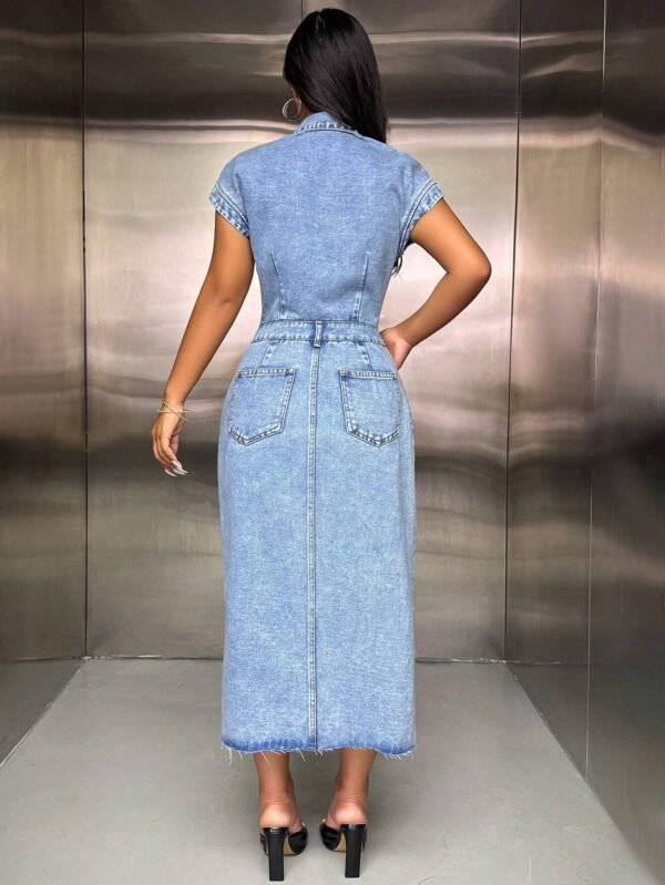 SHEIN SXY Robe en jean boutons col rabattu – Image 2