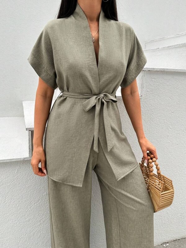 SHEIN Ensemble cosy blouse ceinture pantalon – Image 3
