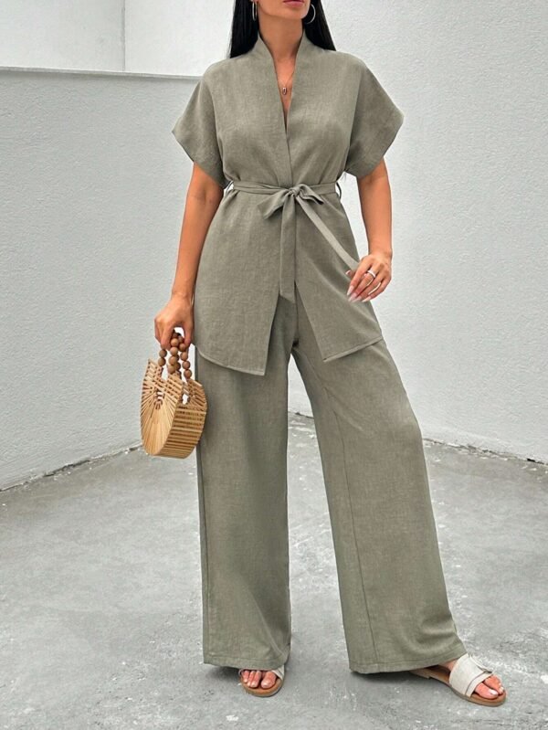 SHEIN Ensemble cosy blouse ceinture pantalon – Image 4