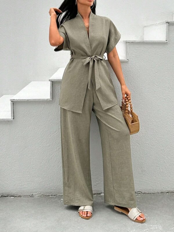 SHEIN Ensemble cosy blouse ceinture pantalon – Image 5