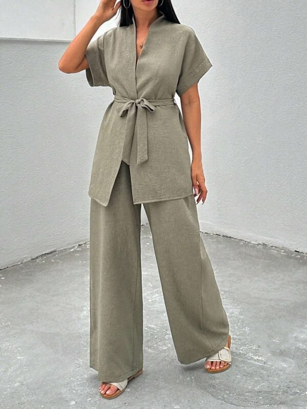 SHEIN Ensemble cosy blouse ceinture pantalon – Image 6