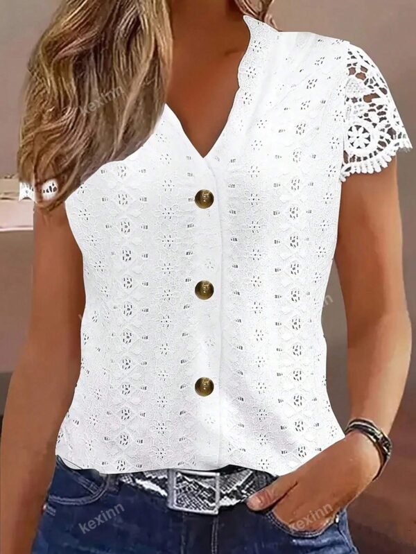 Top manches courtes encolure VDentelle