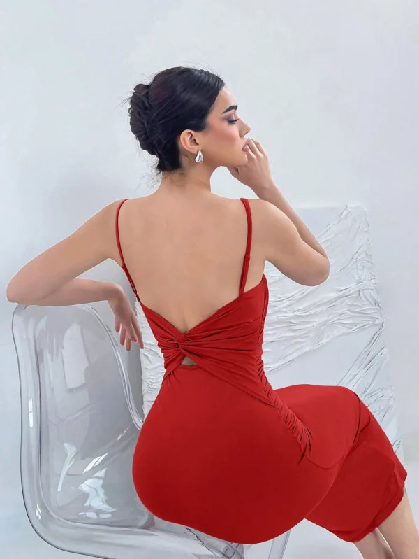 Aloruh Robe sans manches dos ouvert noué