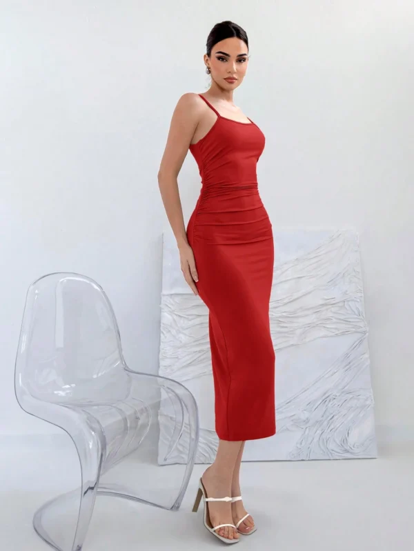 Aloruh Robe sans manches dos ouvert noué – Image 3