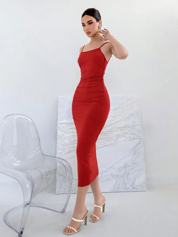 Aloruh Robe sans manches dos ouvert noué – Image 5