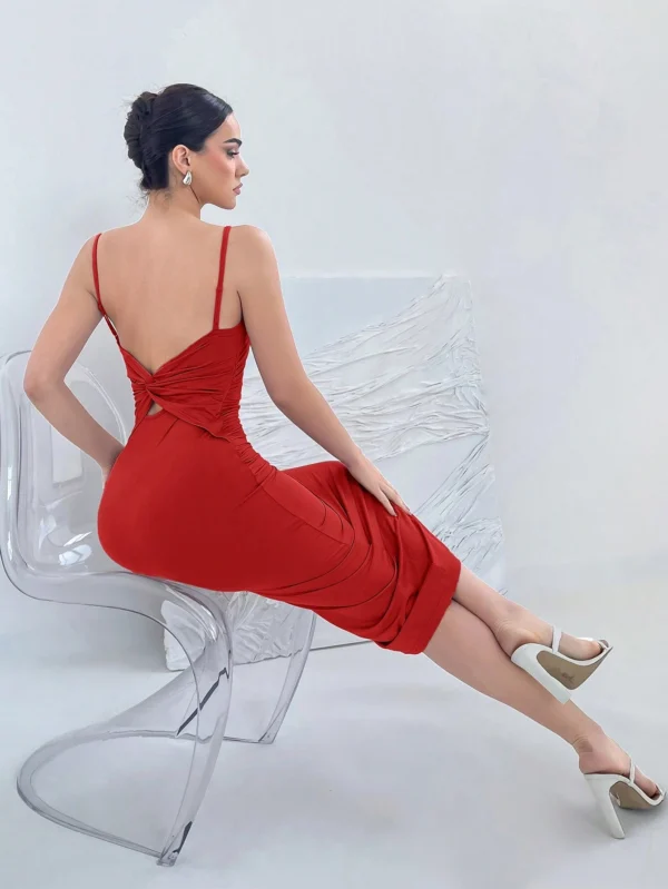 Aloruh Robe sans manches dos ouvert noué – Image 6