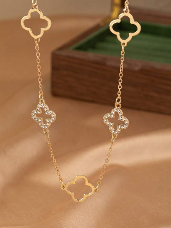 1 pièce Collier vintage avec un pendentif trèfle – Image 2