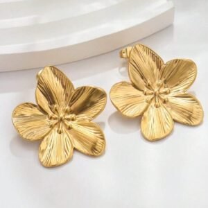 1 paire de boucles d’oreilles à fleurs en métal