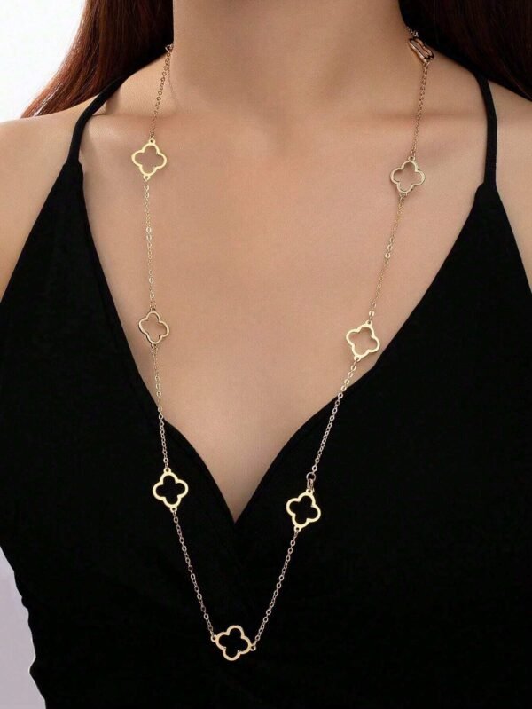 1 pièce Collier long creux en forme de trèfle – Image 3
