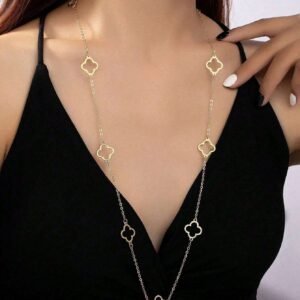 1 pièce Collier long creux en forme de trèfle