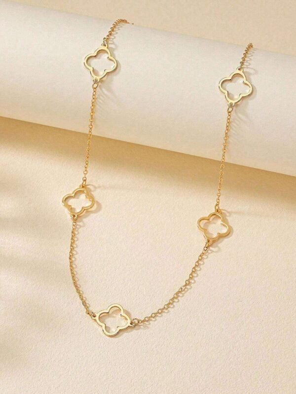1 pièce Collier long creux en forme de trèfle – Image 5