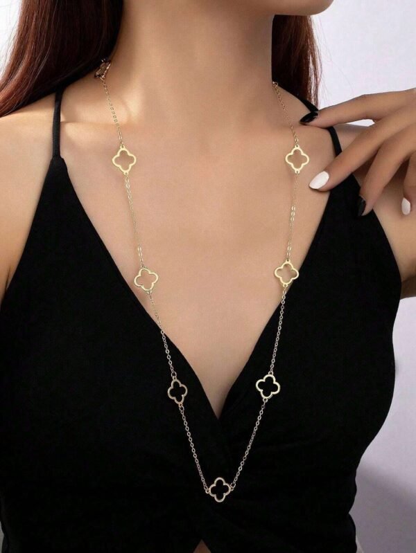 1 pièce Collier long creux en forme de trèfle – Image 19