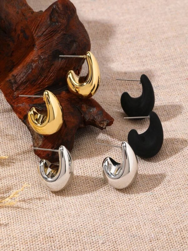 Ensemble de 6 clips d'oreille larges goutte de larme – Image 5