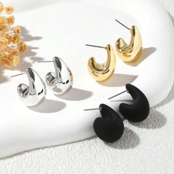Ensemble de 6 clips d'oreille larges goutte de larme – Image 16