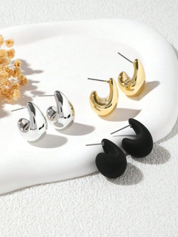 Ensemble de 6 clips d'oreille larges goutte de larme – Image 20