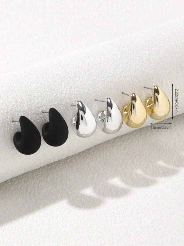 Ensemble de 6 clips d'oreille larges goutte de larme – Image 21