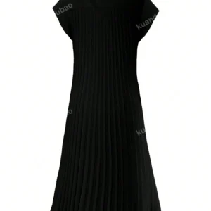 Robe longue avec ourlet plissé unicolore
