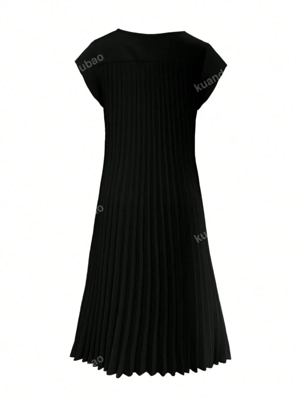 Robe longue avec ourlet plissé unicolore – Image 2