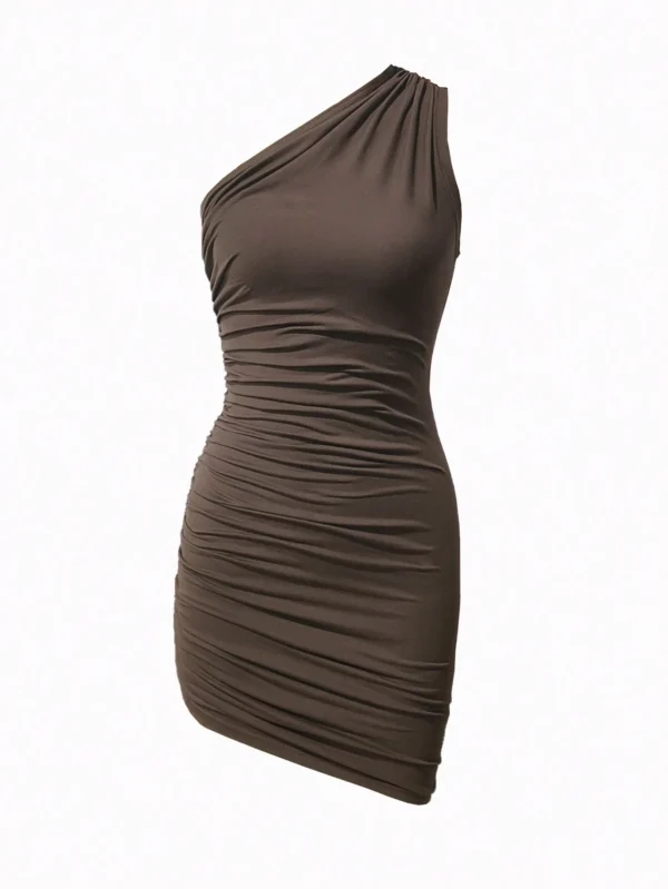 INAWLY Robe d'été avec col asymétrique – Image 3
