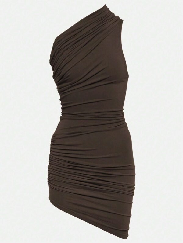 INAWLY Robe d'été avec col asymétrique – Image 4