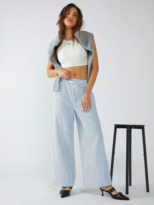 SHEIN EZwear PantalonTissé à rayures – Image 6