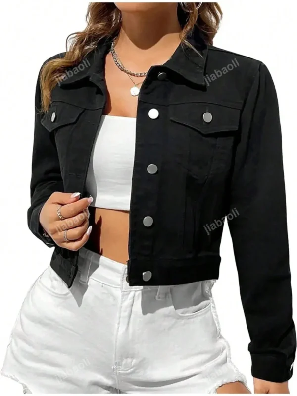 Veste en jean courte unie