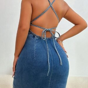 SHEIN SXY RobeD’étéDenim moulante sansDos