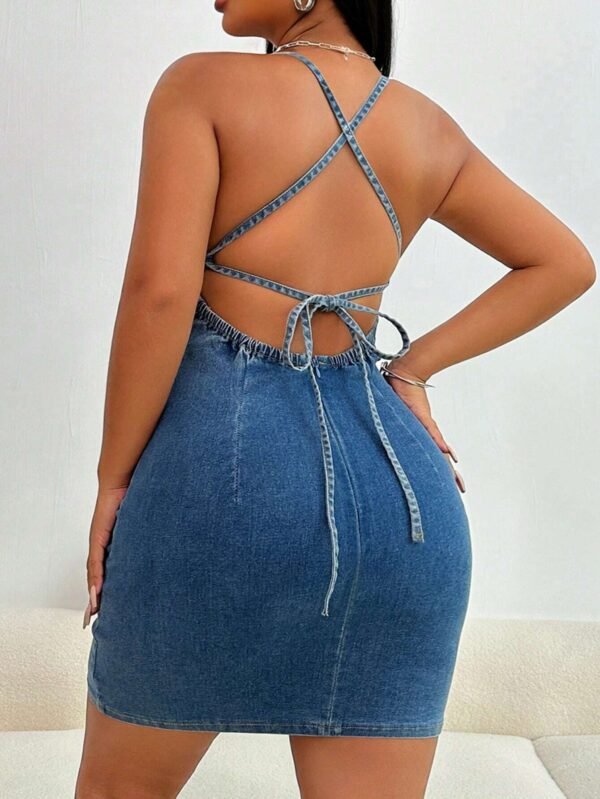 SHEIN SXY RobeD'étéDenim moulante sansDos – Image 2