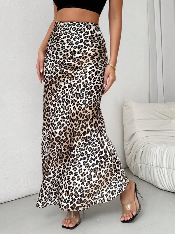 SHEIN Raffinéa Jupe longue léopard satin