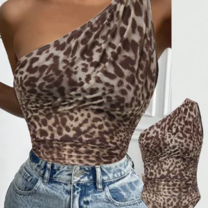 SHEIN Clasi Body épaule oblique léopard