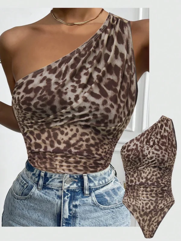 SHEIN Clasi Body épaule oblique léopard