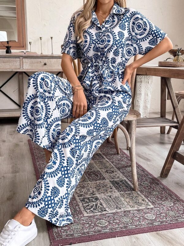 SHEIN LUNE Combinaison imprimé complet large jambe loisir – Image 3