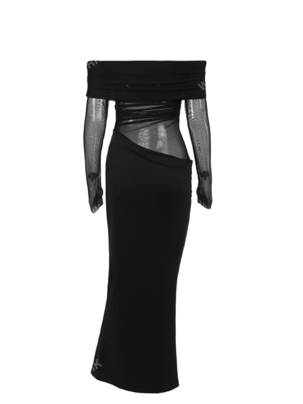Robe moulante longue sexy avec épaules dénudées – Image 2
