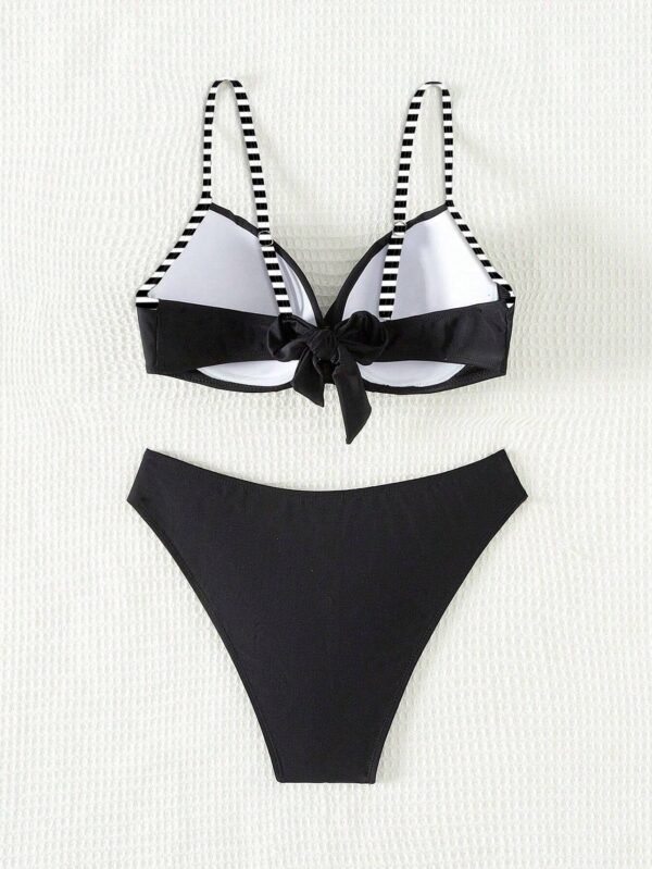 Ensemble  Bikini sexy croisé rayé avant – Image 4