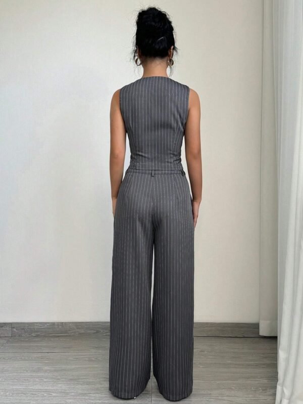 Elenzga Ensemble gilet rayé pantalonDécontracté – Image 2