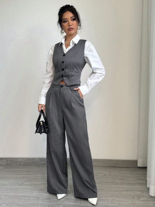 Elenzga Ensemble gilet rayé pantalonDécontracté