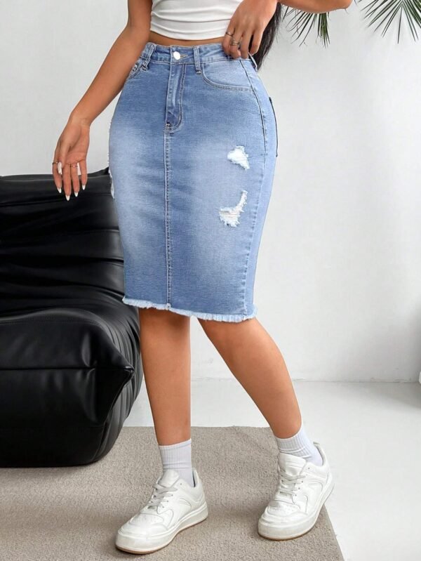 SHEIN LUNE Jupe ajustéeDéchirée été – Image 5
