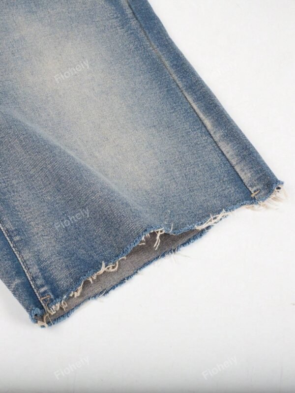 Short jean poches biais ourlet franges – Image 5