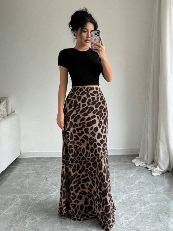 SHEIN Raffinéa Jupe longue léopardDécontractée