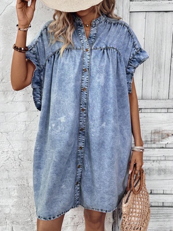 SHEIN LUNE Robe en jeanDélavé boutons