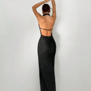 Aloruh Robe longue noire élégante
