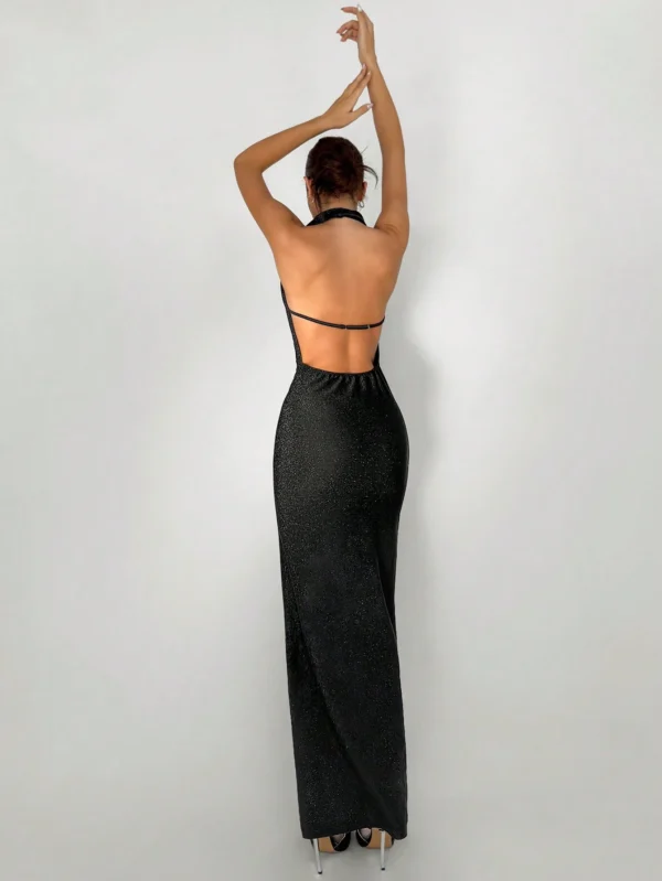 Aloruh Robe longue noire élégante – Image 2