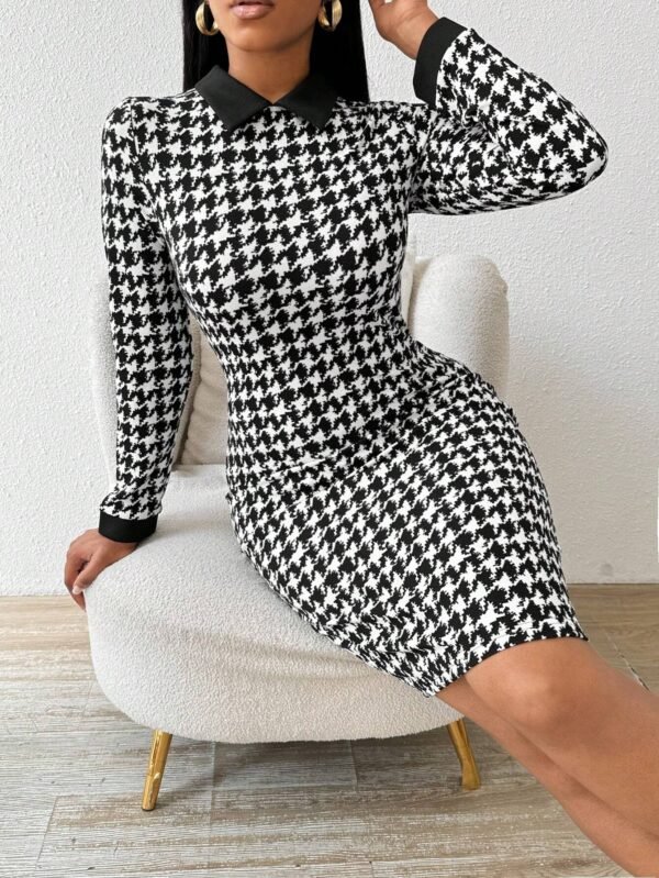 SHEIN Lady Robe décontractée élégante fourreau à carreaux – Image 3