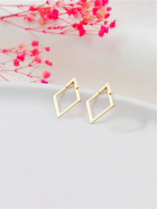 1 paire Boucles d'oreilles minimalistes creuses – Image 3