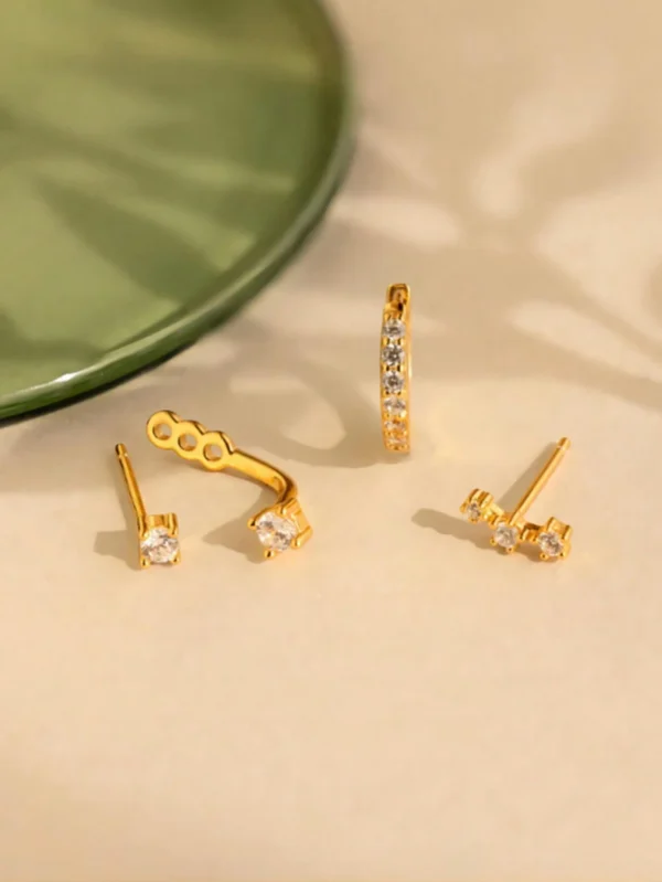 Ensemble de 3 pièces de boucles d'oreilles cubique – Image 6